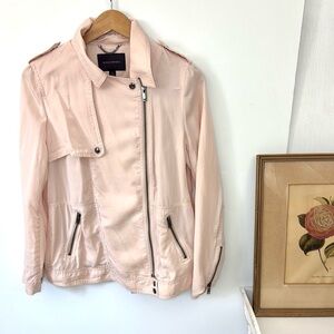 Banana Republic Women's Blush Pink Military Moto Zip Jacket Sz S